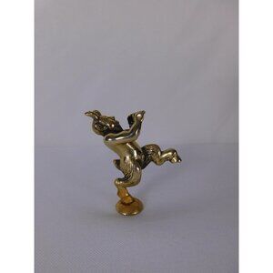 Mini Papo Satyr Faun Figurine Brass Tone Gold Metal Fantasy Pagan Altar Decor